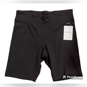Jockey Women's Black Wide Waist Stretch Pull On Bike Short Size L